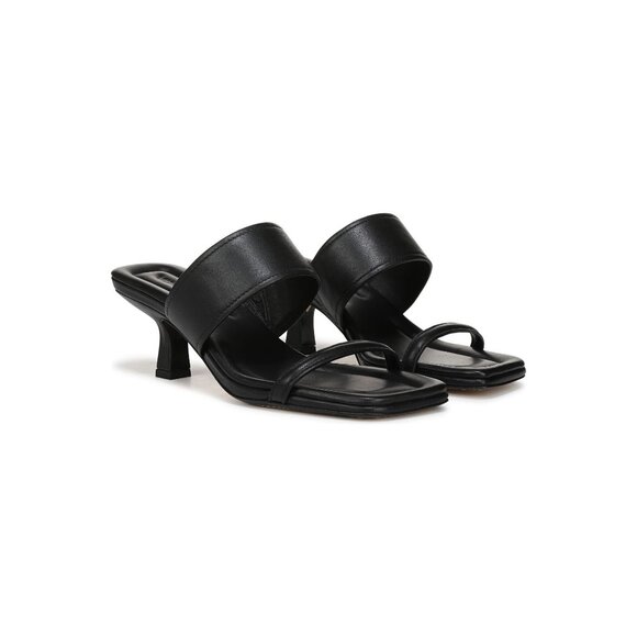 🆕VINCE Cora Kitten Heel Slide Sandal Shoe Leather 7.5 Black - Picture 1 of 16